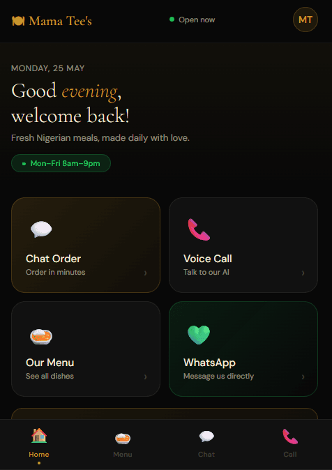 Mama Tee's AI Ordering App